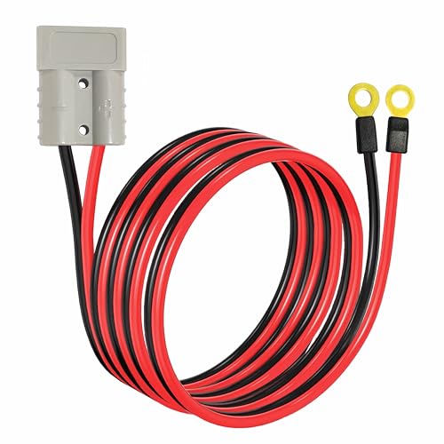 Anderson Plug Connector Cable,Electric Forklift Charging Plug,50A Battery Quick Jumper Cable Connector,with 10AWG 2M Cable Towing Winch Quick Connection .(Anderson 2m) - size: Anderson Plug Connector to Copper Ring 2M