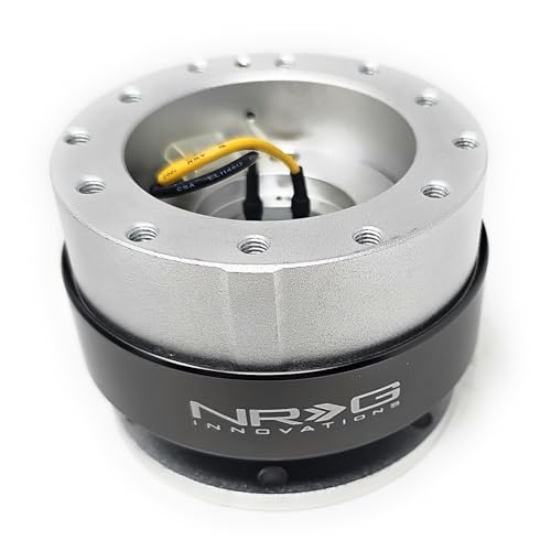 NRG (SRK-200) Silver Body/Silver Carbon Ring GEN 2.0 Racing Performance Steering Wheel Quick Release Adapter Fit 2-Way 6-Hole Pattern Design - color: Silver Body / Silver Carbon Ring