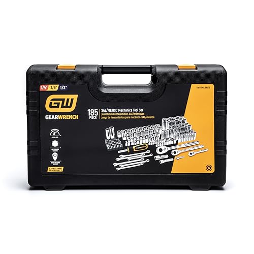 GEARWRENCH 185 Piece 1/4”, 3/8” & 1/2" Drive 72-Tooth SAE/Metric Mechanics Hand Tool Set