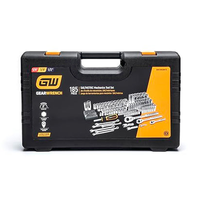 GEARWRENCH 185 Piece 1/4”, 3/8” & 1/2" Drive 72-Tooth SAE/Metric Mechanics Hand Tool Set