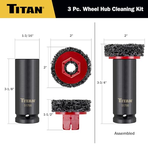 Titan 51798 Wheel Hub Cleaning Kit, Includes 1/2-Inch Drive Impact Socket & Brake Disc Cleaning Pads - style: Wheel Hub Cleaning Kit
