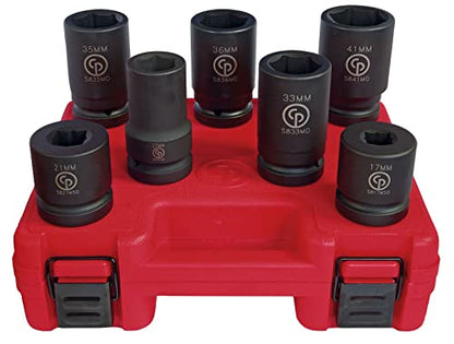 Chicago Pneumatic SS8107WS - 1 Inch Square Drive, Metric, Wheel Service, 6 Point, Impact Socket Set (7 PCS) - size: 1", style: Metric (7 PCS)