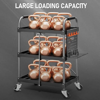 KINGRACK 3 Tier Rolling Tool Cart on Wheels, 330 LBS Heavy Duty Tool Cart with Organizer Shelf Tool Cabinet Chest Organizer, Perfect for Garage, Warehouse & Repair Shop (Black)
