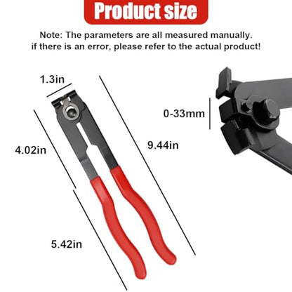 Craedli Automotive CV Boot Clamp Plier, Carbon Steel Drive Shaft Joint Crimp Tool, Adjustable Ear Type Axle Boot Clamp Wrench, Universal Car Repairs Tool for Fuel Hoses, Cooling & Vacuum Lines (Red)