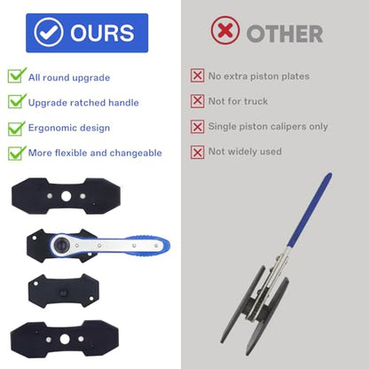 Professional Car Brake Piston Caliper Press Tool Set | Press Tool Set Includes Ratcheting Spreader, 4pcs Hangers, and 360-Degree Brake Caliper Press Ratchet