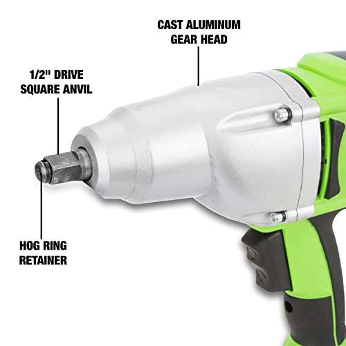 OEMTOOLS 24666 1/2” Drive Heavy Duty Impact Wrench, Corded 120v Impact Driver for Lug Nuts, Home Repairs, Automotive Maintenance, 8.5 Amp Electric Wrench, 400 Ft/Lb Maximum Torque | 120v Impact Driver, 400 Ft/Lb Maximum Torque, Cast Aluminum Gear Head, Ru