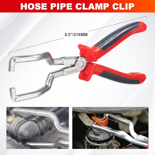 Toolwiz 6 pcs Fuel Line Pliers Set, for Automotive Repair with Storage Bag | Hose Clamp Plier, Panel Removal Tool, Hose Removal Plier, 30 Degree Push Pin Pliers, 2 pc 9" Electrical Disconnect Tool - style: 6 Pack