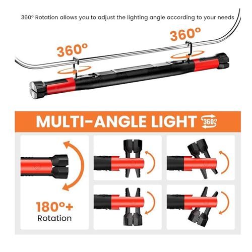 Drfeify Magnetic Under Hood Light, 1200LM Super Bright USB Rechargeable Work Light with 360 Flexible Neck, for Car Repair Garage Automotive Mechanics