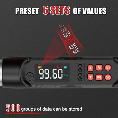 VANPO Adjustable Digital Torque Wrench, 5-99.6 Ft.lb/6.8-135Nm for Split AC | Electronic Torque Wrench with 38mm Jaw and 1/2" Ratchet, ±2% Accuracy, Buzzer, Vibration and LED Indicator for Moto, Car - size: 5-99.6 Ft.lb/6.8-135 Nm(14×18mm)