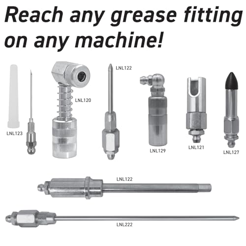LockNLube 8-Piece Quick Connect Greasing Accessory Kit. Complete grease fitting connection kit. Reach any grease fitting on any machine. The rip-stop case keeps tools clean and portable.