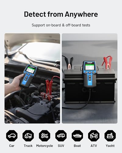 Car Battery Tester 24V 12V Load Tester, TOPDON BT200 100-2000CCA Automotive Alternator Tester Digital Auto Battery Analyzer Charging Cranking System Tester for Car Truck Motorcycle ATV SUV Boat Yacht