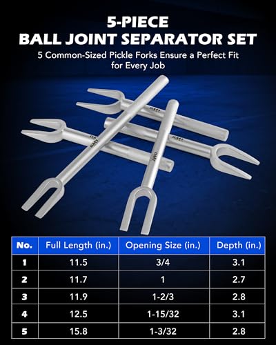 Orion Motor Tech 5-Piece Pickle Fork Tool Set, Ball Joint Separator Pitman Arm Separator and Tie Rod Removal Tool Kit for Separating Ball Joints Tie Rods and Pitman Arms - style: Manual Use