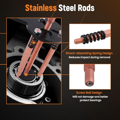 maXpeedingrods 36-in-1 Bearing Puller Set, Inner Bearing Puller Separator Kit, Blind Hole Bearing Removal Tool Bearing Disassembly Gear Puller - style: 3 Jaw Puller(36 Pcs)