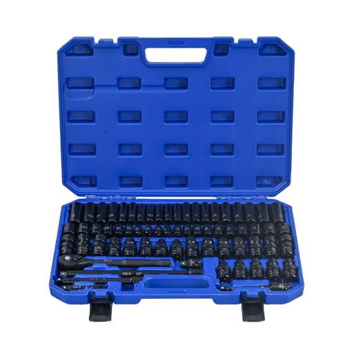 Air Tool and Accessories Kit, 67 Pieces, Universal Short Sets, Extension Rods, Pneumatic Universal Connectors, Ratchet Wrenches, Quick Couplings-Black,Blue - color: Black + Blue + Steel