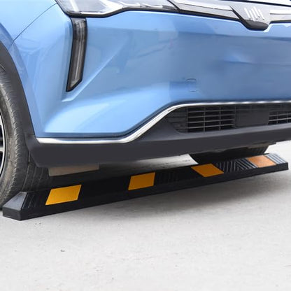 OrangeStar 72" Rubber Parking Curb with Bolts | Heavy Duty Garage Floor Wheel Stopper w/Yellow Reflective Stripe for Car, Truck, Trailer - size: 72in (1-Pack)