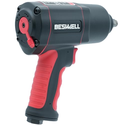 BESWELL® BW-112BN 1/2-Inch Air Impact Wrench with 1180 Ft-Lbs Max Torque | FAST & POWERFUL: Twin hammer impact wrench delivers fast, high-torque power for auto repair, tire changes & body shop