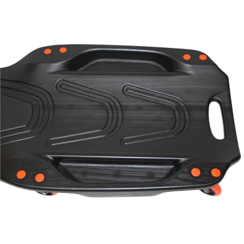 K Tool International XD74942 42" Automotive Creeper: High-Density Polyethylene Body, 440lb Capacity, Six 3" Swivel Casters, Ergonomic Head/Neck Pads, Dual Tool Trays, Low Profile Garage Design