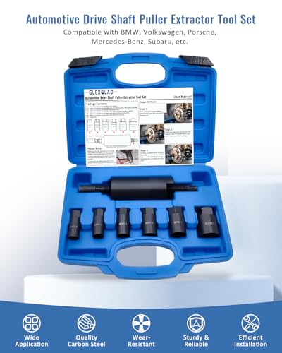 Drive Shaft Puller Extractor Tool Set Compatible with BMW Porsche Subaru VW E32 X5, 7PCS CV Axle Shaft Pulley Puller Removal Kit with 6 Adapters (M16, M20, M22, M24, M27, M30)