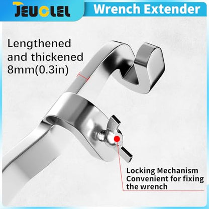Wrench Extender Tool Bar, 15.5 inch Torque Adaptor Wrench Extension, Torque Amplifier Tool for DIYers, Garage Mechanics, and Handymen, Maximum Leverage & Amplified Torque Tighten Nuts Bolts