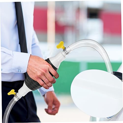 1set Manual Transfer Pump Kit Siphon Hose and Check Valve Portable Hand Pump for Gas Oil and Water Plastic and Stainless Steel Design Easy for Home and Automotive Use