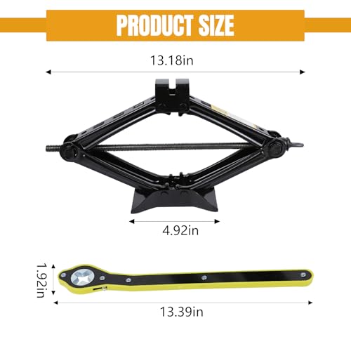 Hovom Scissor Jack for Car, 2 Ton (4409 lbs) Car Jack Kit with Ratchet Wrench, Lift Jacks Tool for Tire Changing Repair with Labor-Saving Handle, Portable Emergency Tool for SUV Truck MPV Sedan