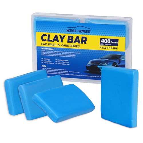 Clay Bar 400g (4x100g), Premium Auto Car Detailing Clay Bars, Automotive Clay bar Kit for Cars’Paint Surface, Metal and Glass, Prep for Sealants, Waxes and Coatings (Blue, Heavy) - size: 400g