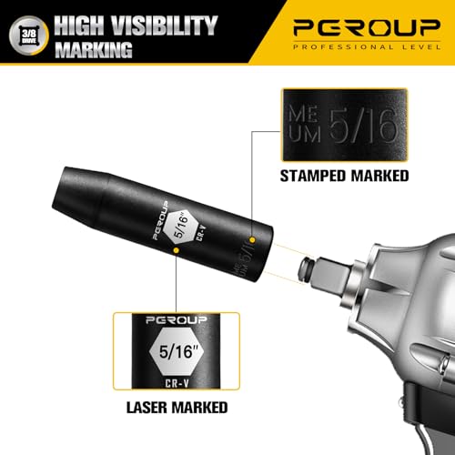 3/8” Drive Deep Impact Socket, SAE(5/16 Inch socket), 6-Point, Cr-V Steel With Black Manganese Phosphate Coating - size: 5/16-inch