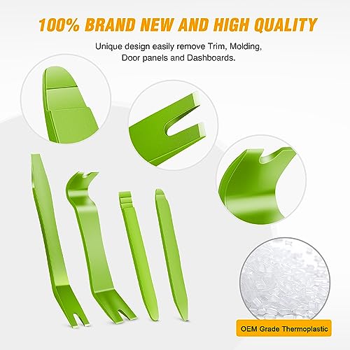 GOOACC 5PCS Auto Trim Removal Tool Kit No-Scratch Removal Tool Kit for Car Audio Dash Panel Window Molding Fastener Remover Tool Kit-Green - color: Green, size: 5Pcs
