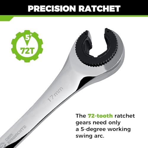 Der Erwachte 6-Piece Ratcheting Wrench Set, Metric Ratcheting Tubing Wrench Set, 10-17mm, 72-Tooth Gear, CR-V Steel, with Organizer Bag, Gifts for Men - size: 6PC RATCHETING
