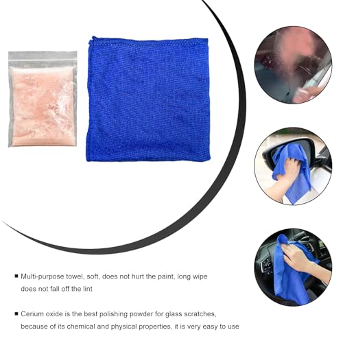 Glass Polishing Kit, Windscreen Glass Scratch Removal Kit with 100g Cerium Oxide Powder, Felt Buffing Pad Wool Polishing Wheel Scratch Repair Kit for Glass Window Windshield (8 PCS) - color: 8 PCS