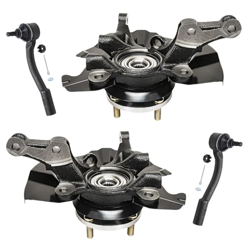Detroit Axle - Front 4pc Steering Knuckles Kit for 06-11 Hyundai Accent, 2 Steering Knuckles & Wheel Bearing Hubs 2 Outer Tie Rods 2006 2007 2008 2009 2010 2011 Replacement - size: 4SU48700/Kit