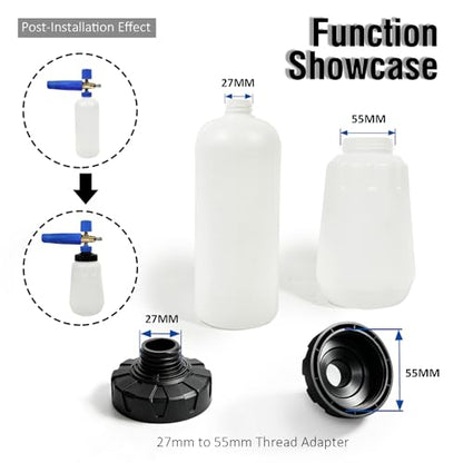 ESP Foam Cannon Adapter Converter 1 inch to 2.16inch, Leak-Proof Threaded Universal Connector, Anti-Slip for Most Foam Bottles & Nozzles - color: Black