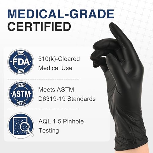 Schneider Medical Black Nitrile Gloves, Powder Free, Disposable Gloves Latex Free for Medical Exam, Food Prep & Cleaning - color: Black(medium 1000)