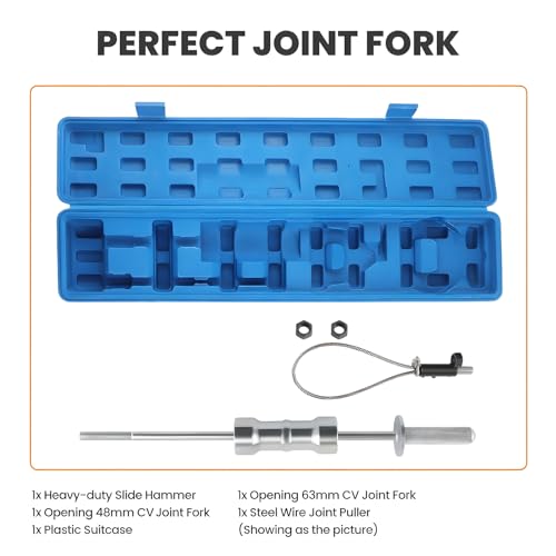 maXpeedingrods Inner CV Axle Puller Removal Tool with 5/8"-18 Slide Hammer & 63mm 48mm Fork Adapter, CV Joint Puller Removal Tool, Front Wheel Axle Half Drive Shaft Removal Tool Kit - style: 5 Pcs