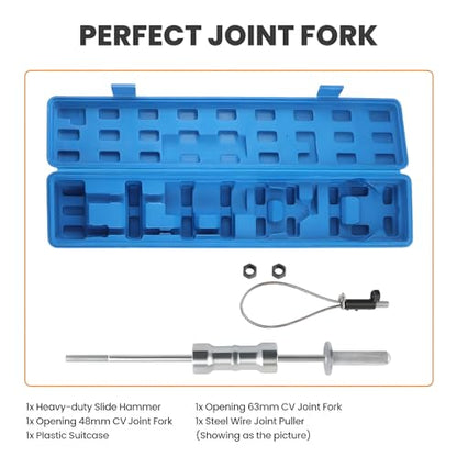 maXpeedingrods Inner CV Axle Puller Removal Tool with 5/8"-18 Slide Hammer | with 63mm 48mm Fork Adapter, CV Joint Puller Removal Tool, Front Wheel Axle Half Drive Shaft Removal Tool Kit - style: 5 Pcs