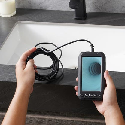 VEVOR Endoscope Camera with Light, Triple Lens Borescope with 49.2FT Semi-Rigid Cable, 5" Screen 1080P Inspection Camera, 8 + 2 LED Lights, IP67 Waterproof Snake Cameras for Auto, Plumbing (32GB Card) - size: 5" IPS Screen-49.2FT