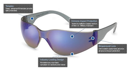 Gateway Safety 4680 UL-Certified StarLite Safety Glasses, Clear Lens, Clear Temple (Pack of 10) - color: Blue Mirror Lens/Gray Temple, size: 10-Pack