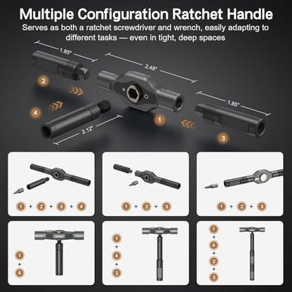 Bomivoi 42 in 1 Magnetic Screwdriver Set, DIY Ratchet Screwdriver Set, Multi Bit Magnetic Drive Set with Detachable Ratchet Handle, Portable Compact Repair Tool Kit for Home Furniture Computer Bicycle - color: Orange