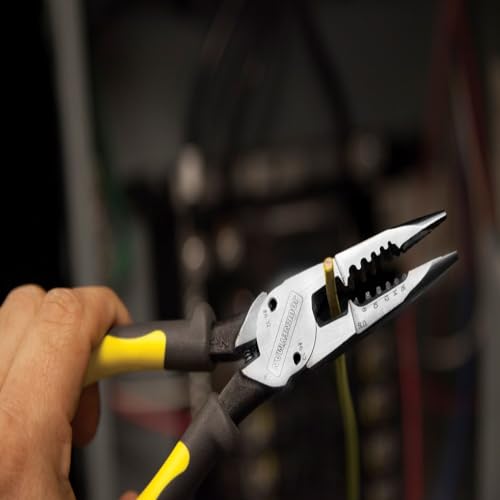 Klein Tools J206-8C Long Nose All-Purpose Spring Loaded Pliers, Made in USA, Forged Steel with Dual Material Journeyman Handles - style: Spring Loaded