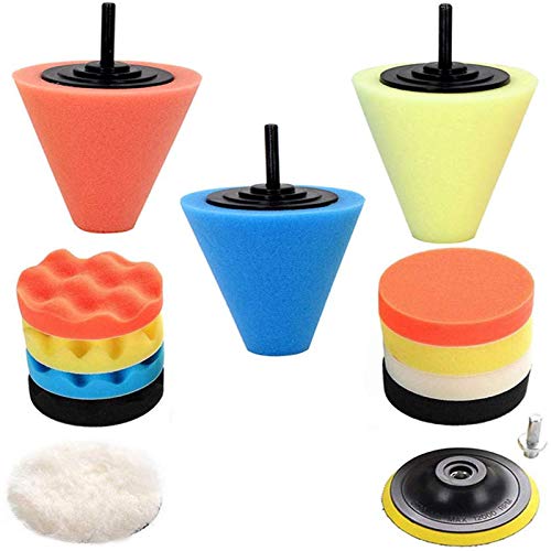 Car Buffers and Polishers Kit for Drill, 14Pcs Drill Polishing Wheel Foam Ball Buffing Pads Sponge Ball for Automotive Car Wheels Care, Metal, Plastic, Ceramic and Glass