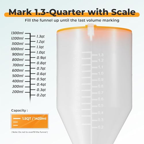 ciciglow 15pcs Engine Oil Funnel Kit, 1.5 Quart No Spill Funnel with 14 Adapters, Automotive Oil Set for Multiple Vehicle Styles, Easy Fill, Transparent Monitoring