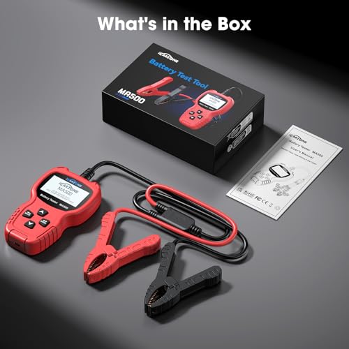 MA500 Car Battery Tester, 9V - 30V Digital Automotive Alternator Meter Diagnostic Tool 100-2000 CCA Load Capacity Auto Charging & Cranking Analyzer for Car Truck Motorcycle Boat RV ATV Yacht