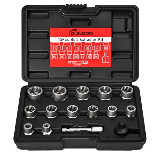 Bolt Extractor Set, 15PCS Easy Out Bolt Extractor Kit, 3/8" Drive Impact Stripped Bolt Remover Extractor Socket Set Tool for Rusted, Rounded, Damaged Nuts - size: 15pcs