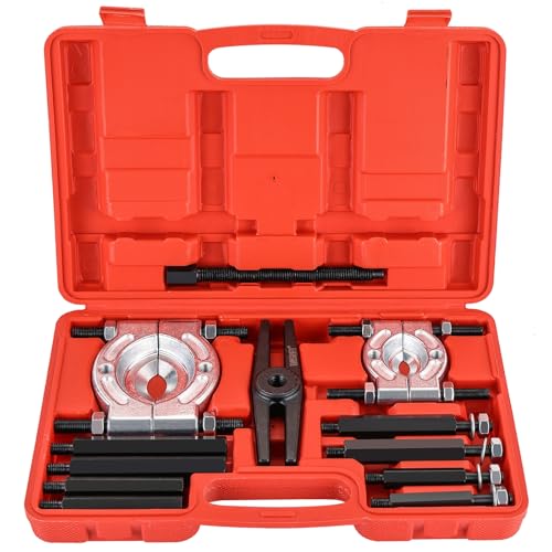 DASBET 12PCS Bearing Puller Set, Heavy Duty 5-Ton-Capacity Bearing Separator Kit with 2" and 3" Jaws, Wheel Hub Axle Puller Set Bearing Splitter Puller Kit Pinion Wheel Bearing Removal Kit (Red) - color: Red