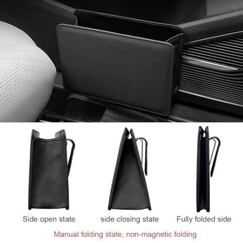 Car Trash Can, Auto Leather Trash Bin Garbage Organizer Holder with One Roll Trash Bag, Mini Foldable Dustbin Storage Bag Container, Multi-Function Trash Box for Car SUV (Black) - color: Black