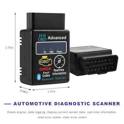Bluetooth OBD2 Scanner for Car, OBDII Wireless Fault Code Reader Auto Engine Diagnostic Tester w/Exclusive App, Professional Vehicle OBD2 Adapter Scan Tool for Phone & PC