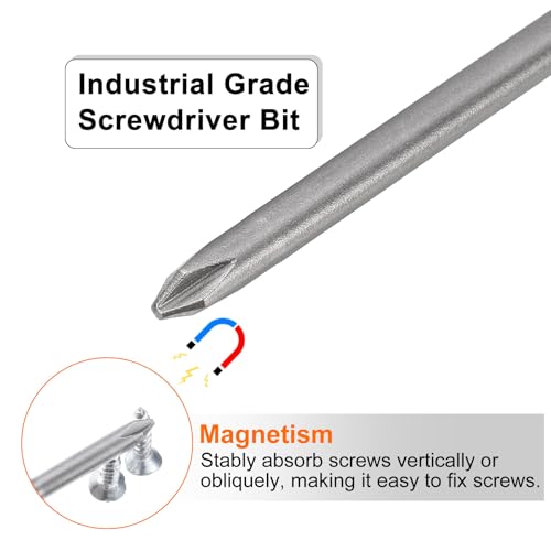 HARFINGTON 5pcs #1 Phillips Screwdriver Bit PH1 1/4" Hex Shank 3.15" (80mm) Long Magnetic S2 Steel Industrial Grade Screw Driver Bit Cross Head Electric Drill Bits 0.157" (4mm) Rod - size: PH1 x 80mm x 4mm