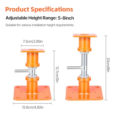 4PCS House Jacks for Leveling Crawlspace 5''-8''Adjustable Floor Support | for Stabilizing Stairs, Decks, Crawlspaces, Uneven Floors,10000 lbs Load Capacity Orange - size: 5''-8''
