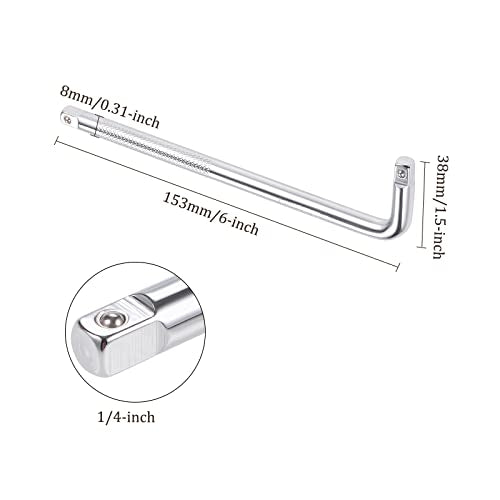 Breaker Bar - [1/4 Inch Drive] L Shape Socket Wrench Extension for Car Mechanical Equipment Repair Use, CR-V Steel