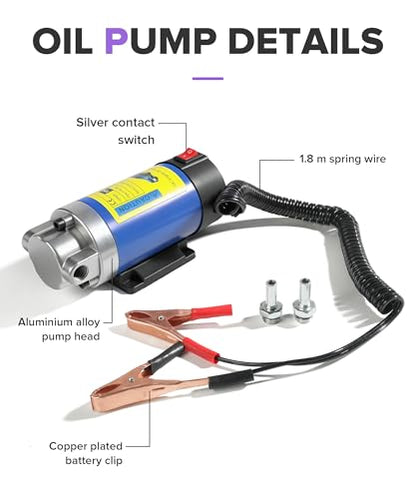 Oil Extractor Pump,Car Accessories Universal 12V Self-Priming Transmission Fluid Pump,Automotive Replacement Engine Oil Pumps,Suitable for Cars,Motorcycles,Pressure Washers,Lawn Mowers